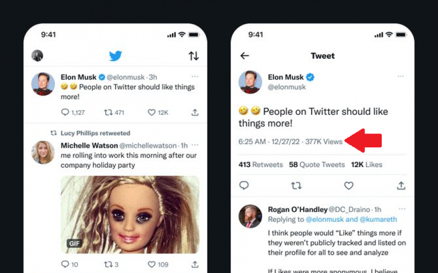 Cambian de lugar el conteo de vistas de los posteos en Twitter